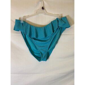 NWT NEW WOMENS TIME AND TRU PLUS‎ SIZE 2X BIKINI BOTTOMS SWIMSUIT TEAL RUFFLE